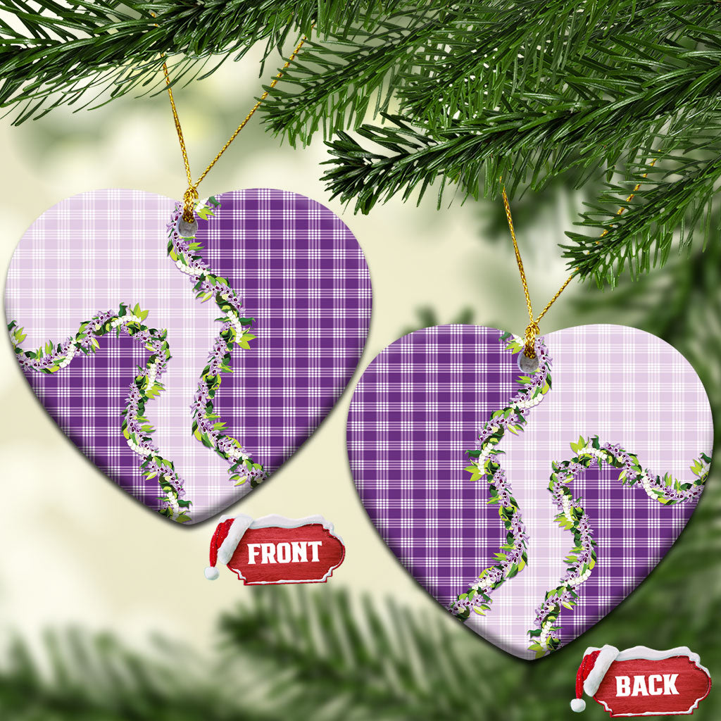 Violet Hawaii Palaka Ceramic Ornament Maile Pikake Honohono Orchid Lei LT05 Heart Violet - Polynesian Pride