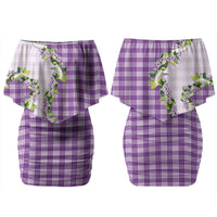 Violet Hawaii Palaka Couples Matching Off Shoulder Short Dress and Long Sleeve Button Shirt Maile Pikake Honohono Orchid Lei LT05 - Polynesian Pride