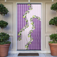 Violet Hawaii Palaka Door Cover Maile Pikake Honohono Orchid Lei