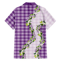Violet Hawaii Palaka Family Matching Short Sleeve Bodycon Dress and Hawaiian Shirt Maile Pikake Honohono Orchid Lei LT05 - Polynesian Pride