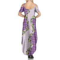 Violet Hawaii Palaka Family Matching Summer Maxi Dress and Hawaiian Shirt Maile Pikake Honohono Orchid Lei LT05 - Polynesian Pride