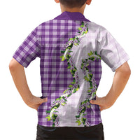 Violet Hawaii Palaka Family Matching Tank Maxi Dress and Hawaiian Shirt Maile Pikake Honohono Orchid Lei LT05 - Polynesian Pride