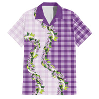 Violet Hawaii Palaka Family Matching Tank Maxi Dress and Hawaiian Shirt Maile Pikake Honohono Orchid Lei LT05 Dad's Shirt - Short Sleeve Violet - Polynesian Pride