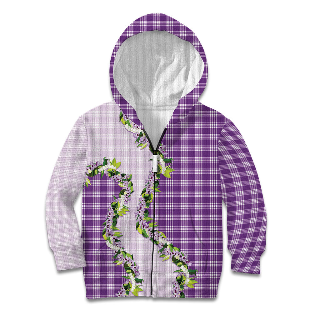 Violet Hawaii Palaka Kid Hoodie Maile Pikake Honohono Orchid Lei