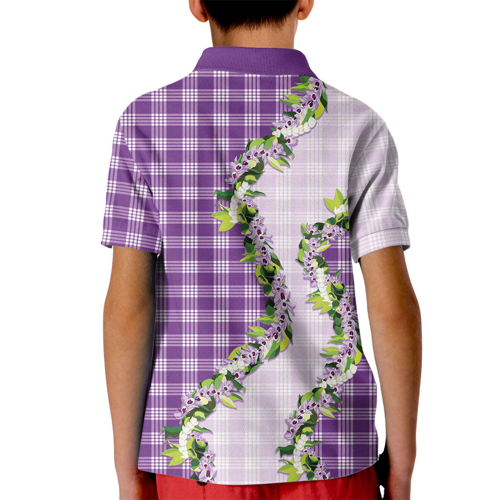 Violet Hawaii Palaka Kid Polo Shirt Maile Pikake Honohono Orchid Lei