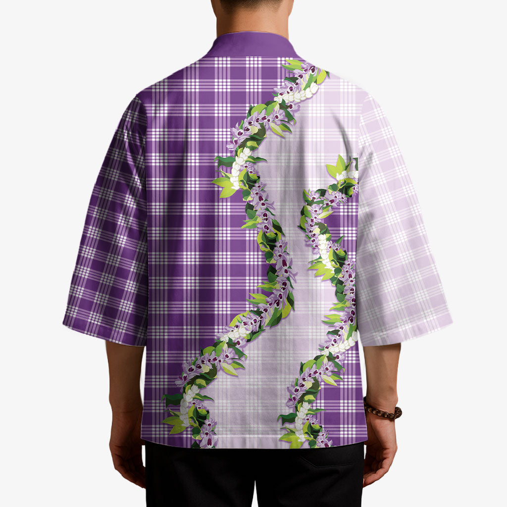 Violet Hawaii Palaka Kimono Maile Pikake Honohono Orchid Lei