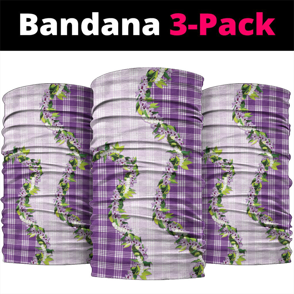 Violet Hawaii Palaka Neck Gaiter Maile Pikake Honohono Orchid Lei LT05 package One Size: 25*50cm Violet - Polynesian Pride