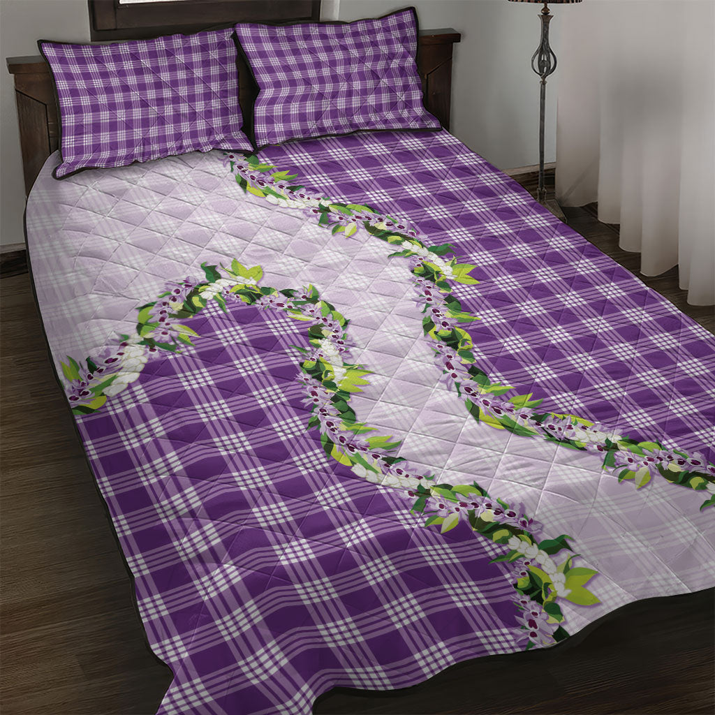 Violet Hawaii Palaka Quilt Bed Set Maile Pikake Honohono Orchid Lei LT05 Violet - Polynesian Pride