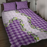 Violet Hawaii Palaka Quilt Bed Set Maile Pikake Honohono Orchid Lei LT05 Violet - Polynesian Pride