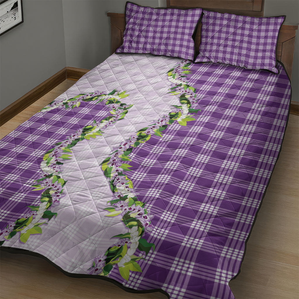 Violet Hawaii Palaka Quilt Bed Set Maile Pikake Honohono Orchid Lei LT05 - Polynesian Pride