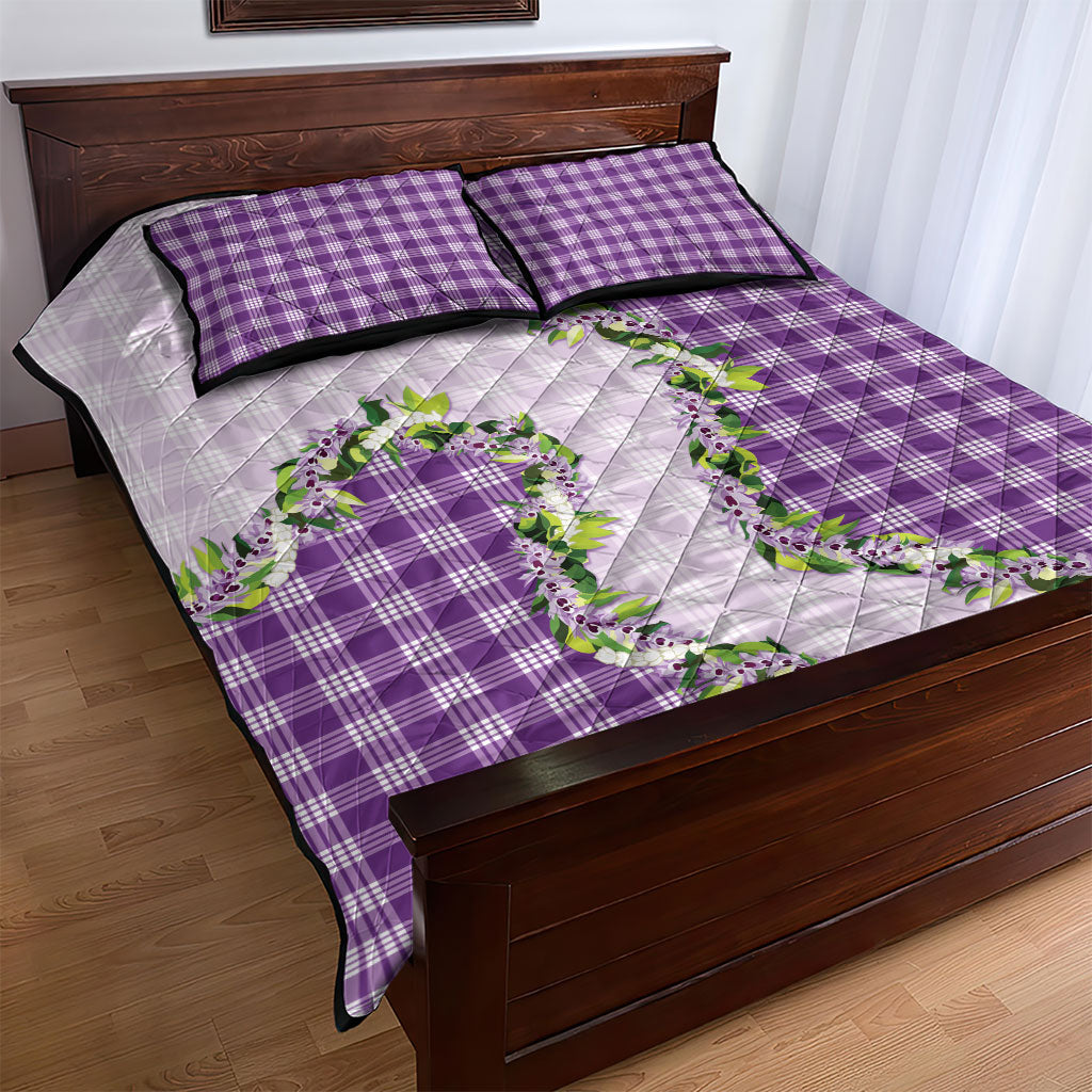 Violet Hawaii Palaka Quilt Bed Set Maile Pikake Honohono Orchid Lei LT05 - Polynesian Pride