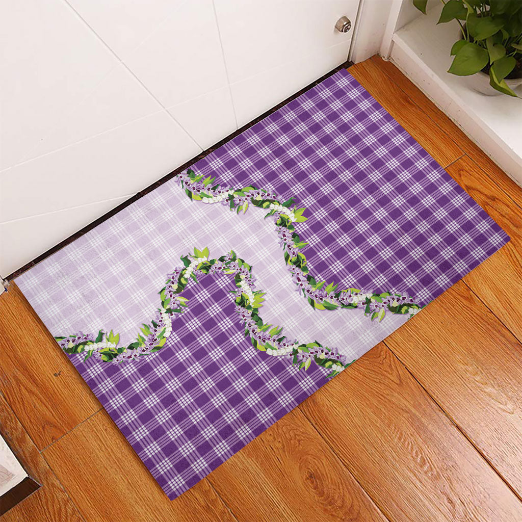 Violet Hawaii Palaka Rubber Doormat Maile Pikake Honohono Orchid Lei LT05 - Polynesian Pride