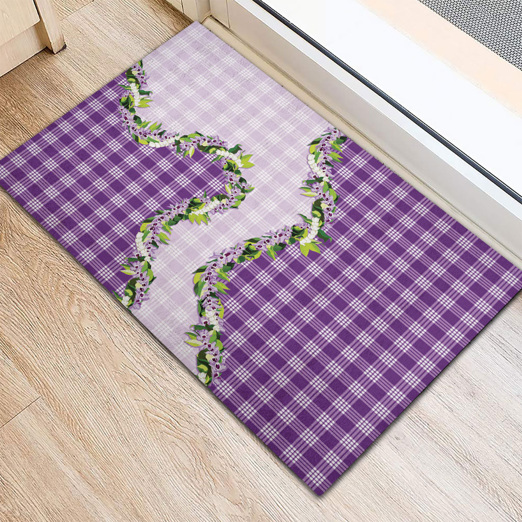 Violet Hawaii Palaka Rubber Doormat Maile Pikake Honohono Orchid Lei LT05 - Polynesian Pride