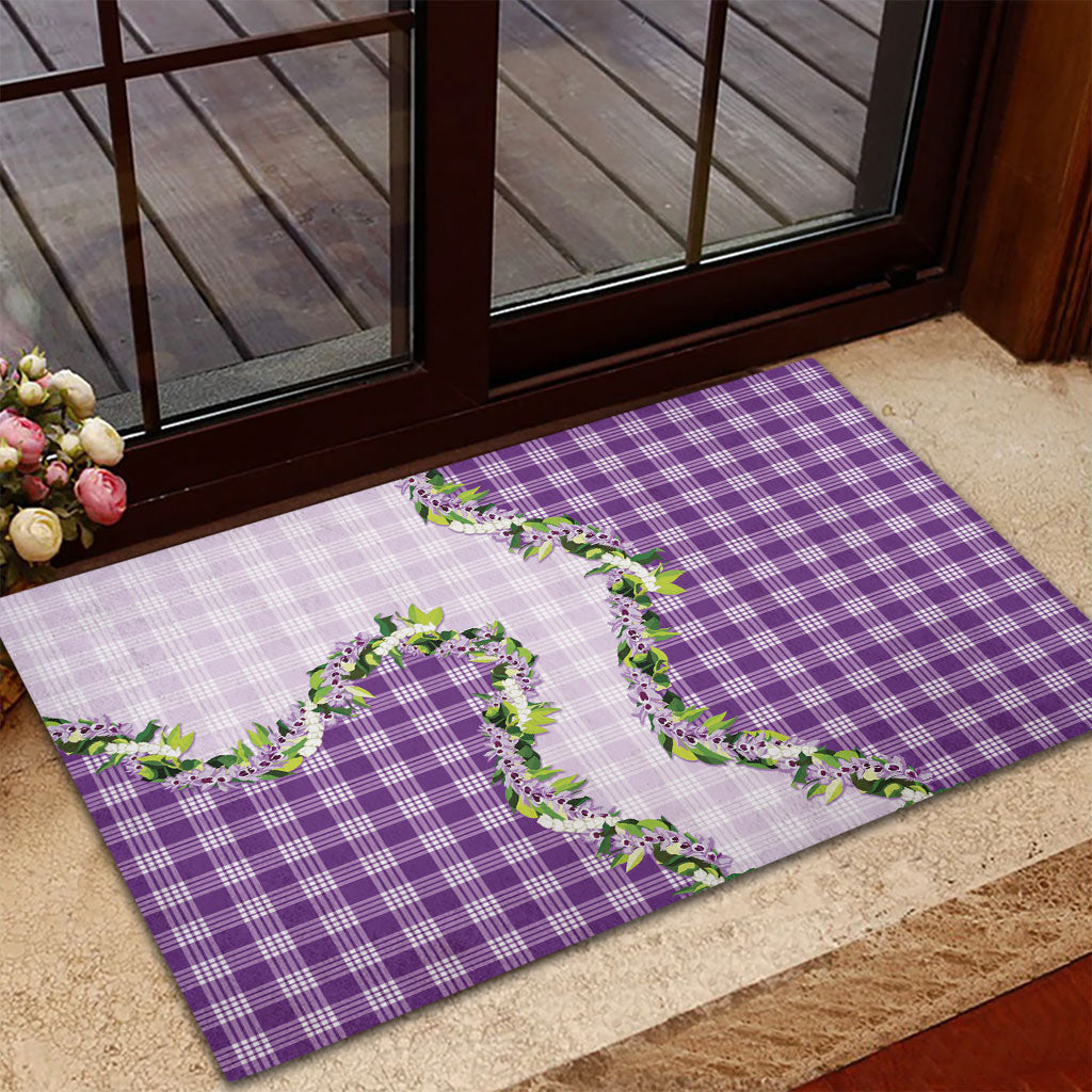 Violet Hawaii Palaka Rubber Doormat Maile Pikake Honohono Orchid Lei LT05 - Polynesian Pride