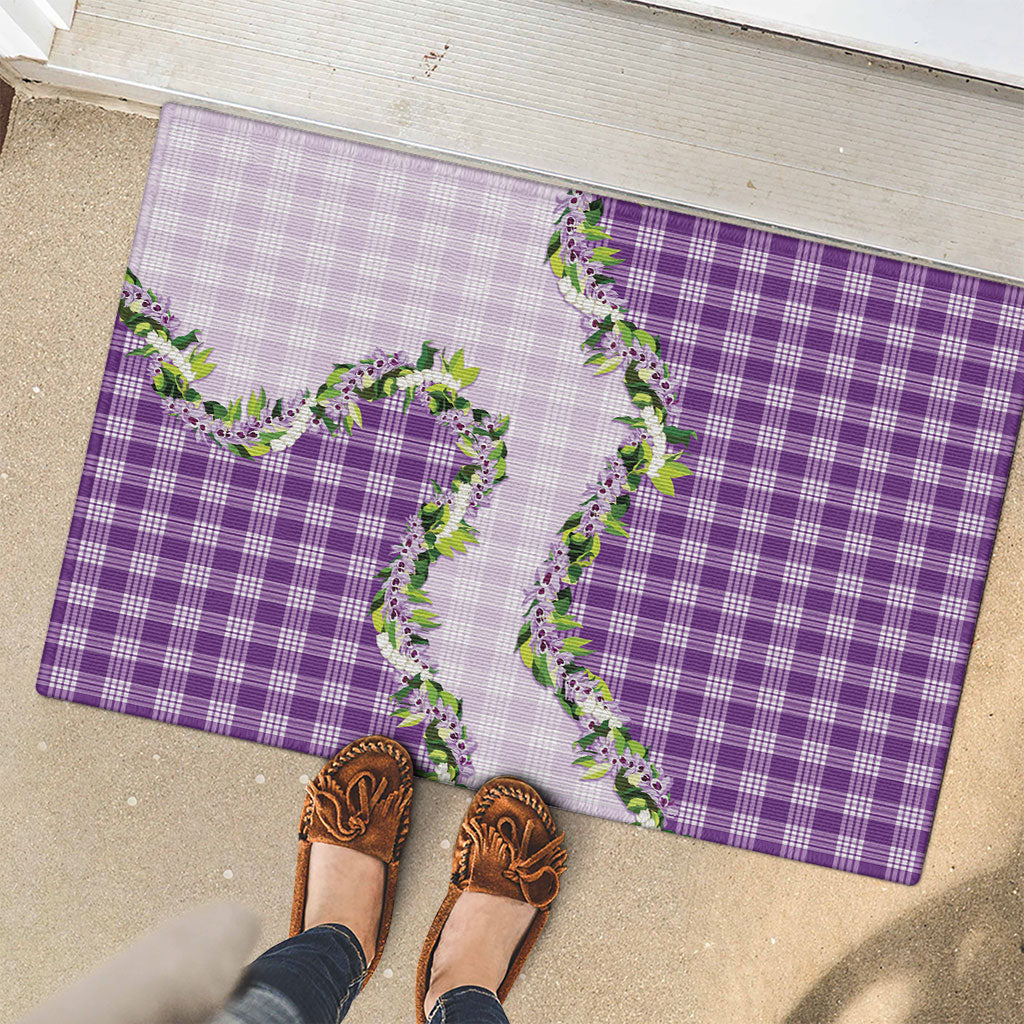 Violet Hawaii Palaka Rubber Doormat Maile Pikake Honohono Orchid Lei LT05 - Polynesian Pride