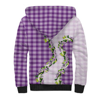 Violet Hawaii Palaka Sherpa Hoodie Maile Pikake Honohono Orchid Lei LT05 - Polynesian Pride