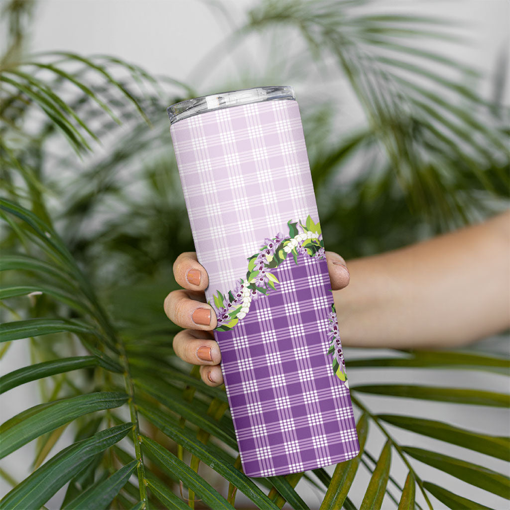 Violet Hawaii Palaka Skinny Tumbler Maile Pikake Honohono Orchid Lei LT05 - Polynesian Pride