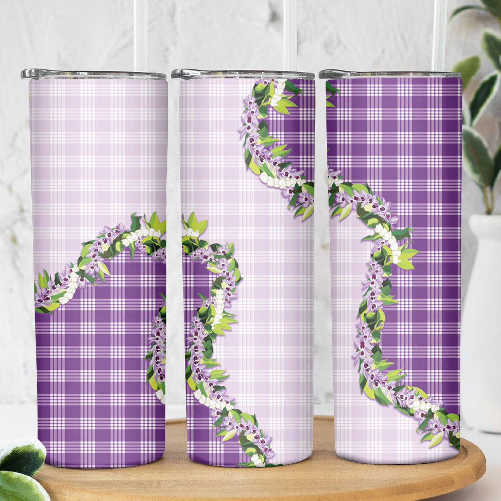 Violet Hawaii Palaka Skinny Tumbler Maile Pikake Honohono Orchid Lei LT05 - Polynesian Pride