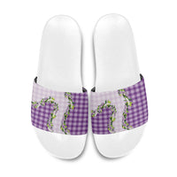 Violet Hawaii Palaka Slide Sandals Maile Pikake Honohono Orchid Lei LT05 Violet - Polynesian Pride