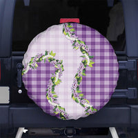 Violet Hawaii Palaka Spare Tire Cover Maile Pikake Honohono Orchid Lei