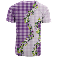Violet Hawaii Palaka T Shirt Maile Pikake Honohono Orchid Lei