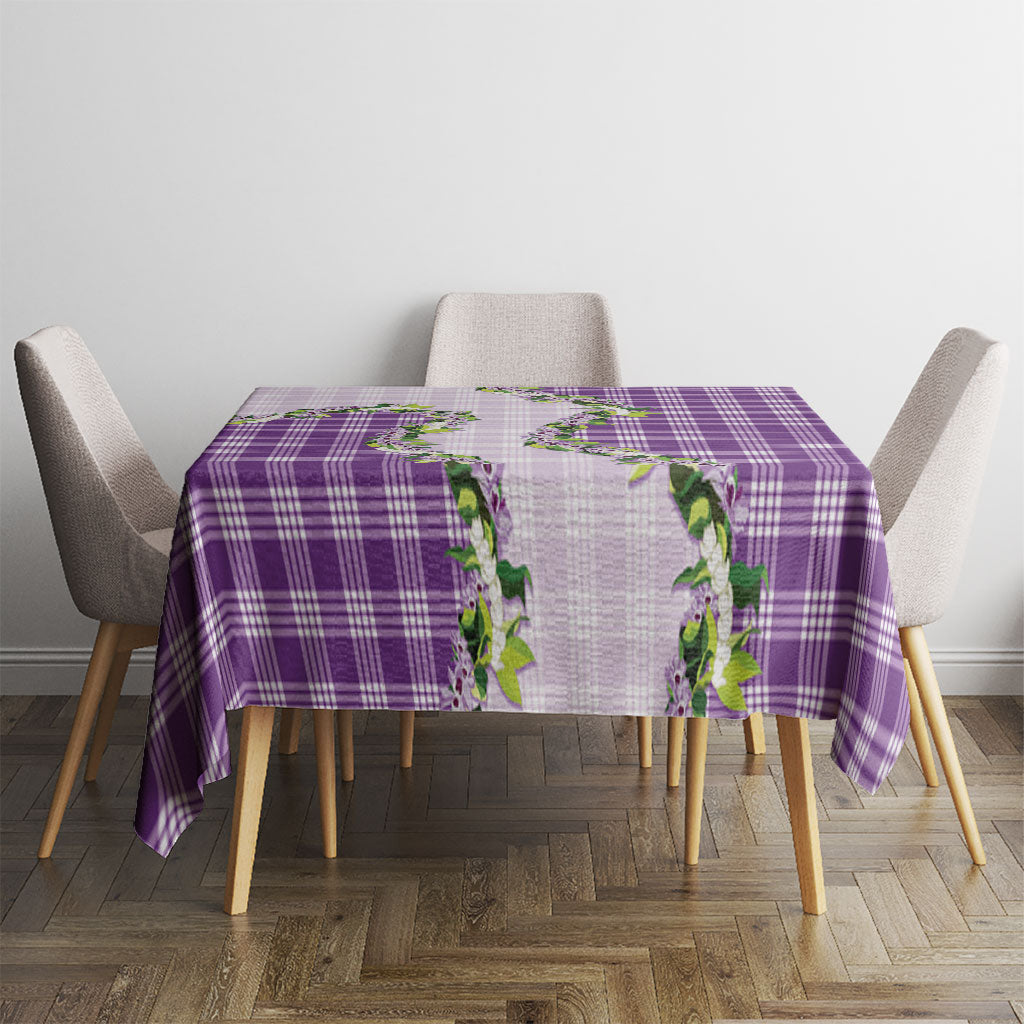 Violet Hawaii Palaka Tablecloth Maile Pikake Honohono Orchid Lei