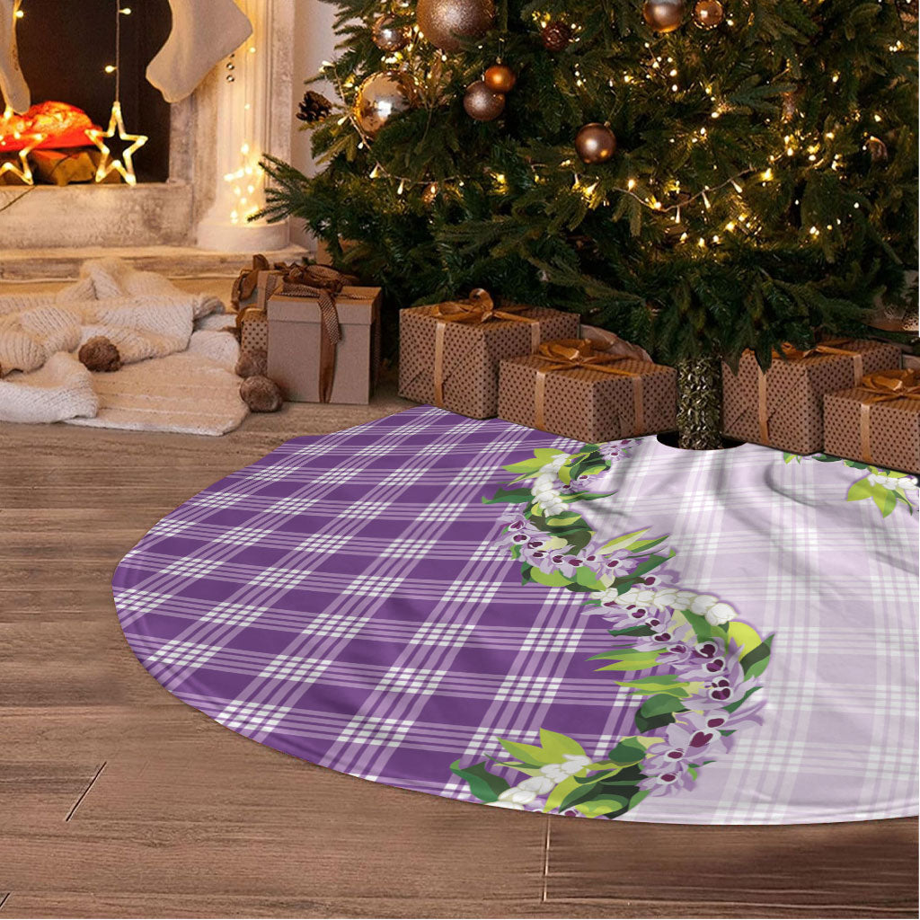Violet Hawaii Palaka Tree Skirt Maile Pikake Honohono Orchid Lei LT05 - Polynesian Pride