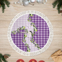 Violet Hawaii Palaka Tree Skirt Maile Pikake Honohono Orchid Lei LT05 Fringed Violet - Polynesian Pride