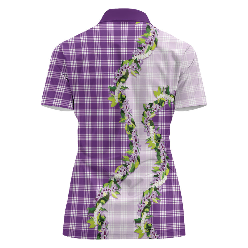 Violet Hawaii Palaka Women Polo Shirt Maile Pikake Honohono Orchid Lei LT05 - Polynesian Pride