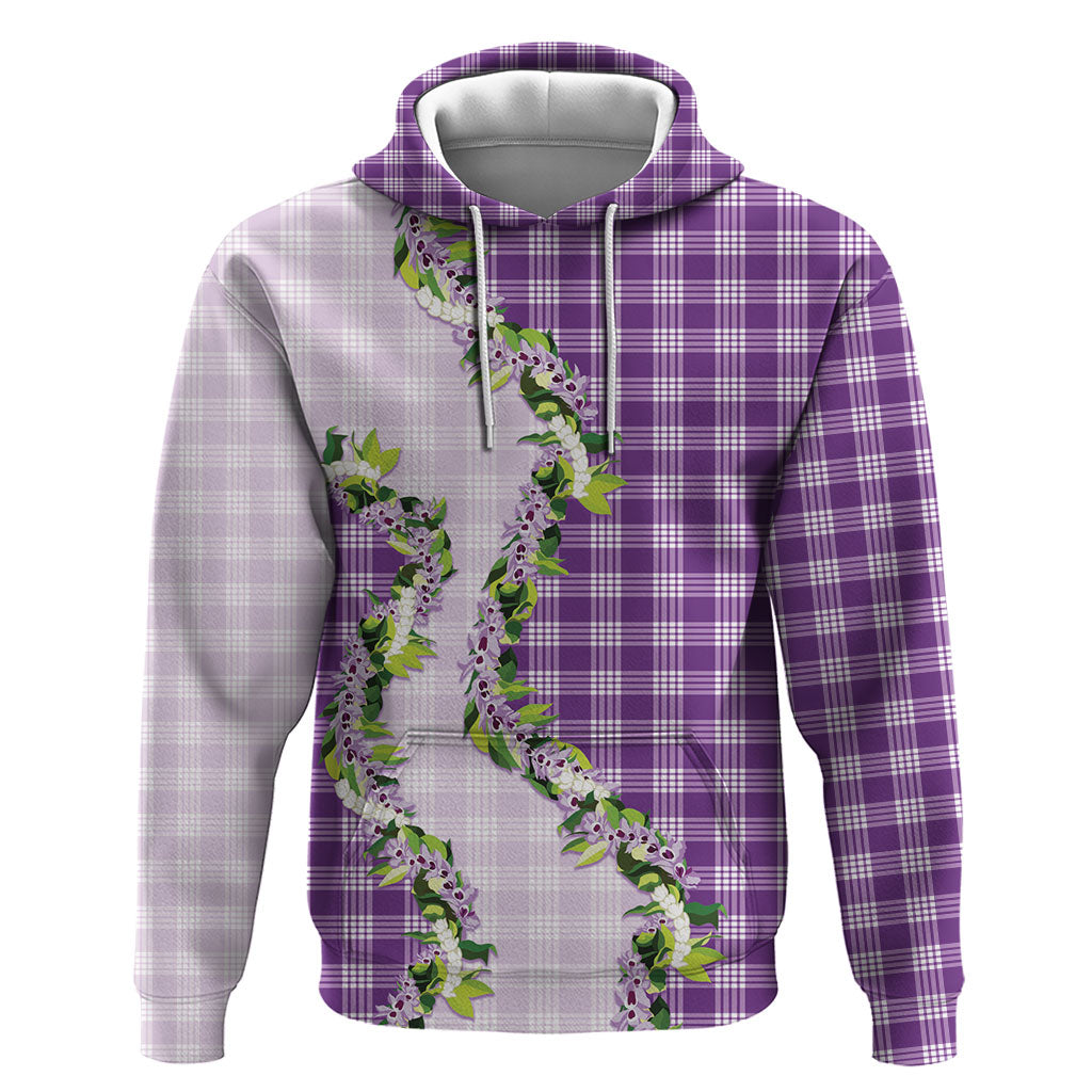 Violet Hawaii Palaka Zip Hoodie Maile Pikake Honohono Orchid Lei