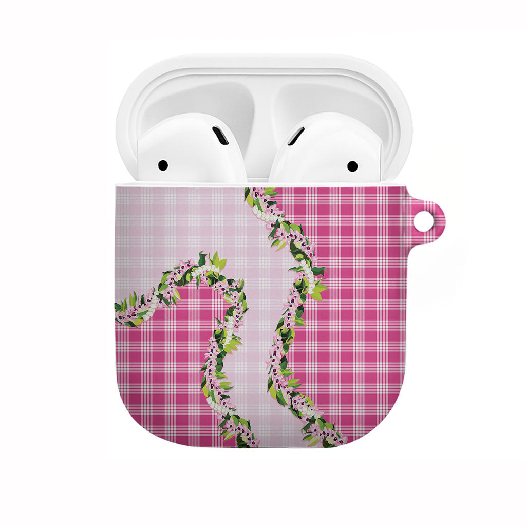 Pink Hawaii Palaka AirPods Case Maile Pikake Honohono Orchid Lei