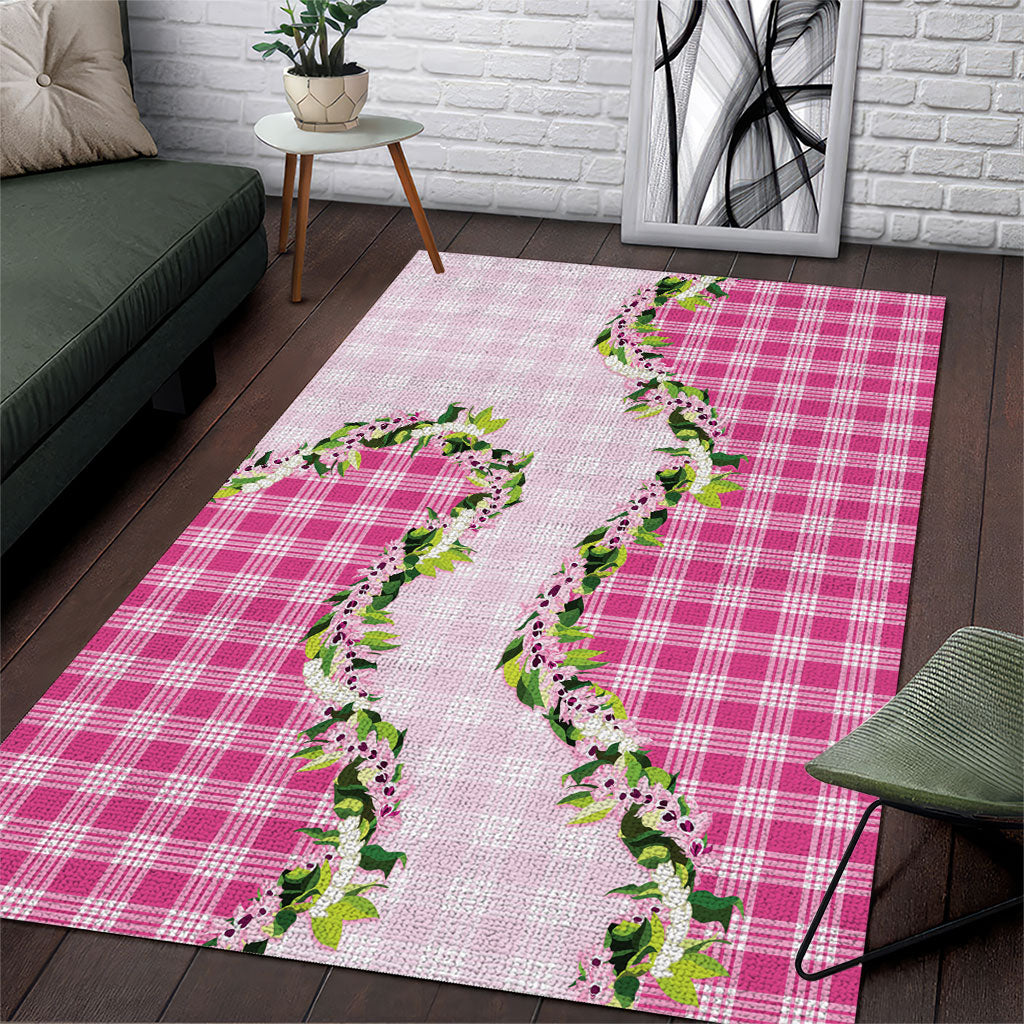Pink Hawaii Palaka Area Rug Maile Pikake Honohono Orchid Lei LT05 Pink - Polynesian Pride