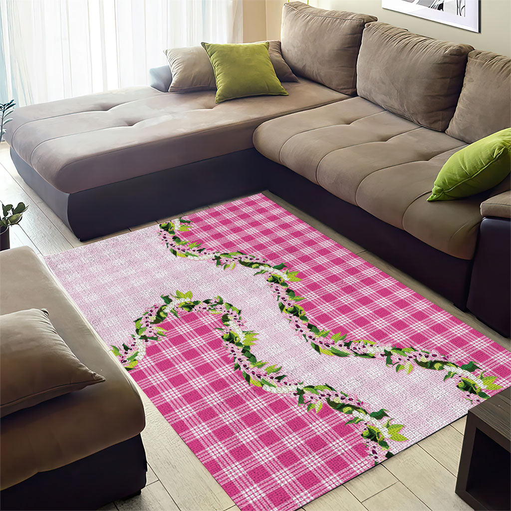 Pink Hawaii Palaka Area Rug Maile Pikake Honohono Orchid Lei LT05 - Polynesian Pride