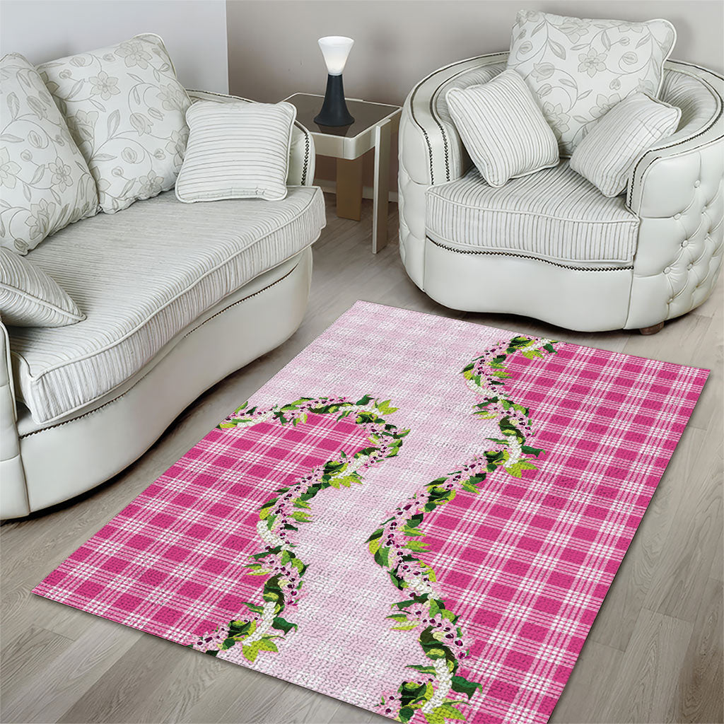 Pink Hawaii Palaka Area Rug Maile Pikake Honohono Orchid Lei LT05 - Polynesian Pride