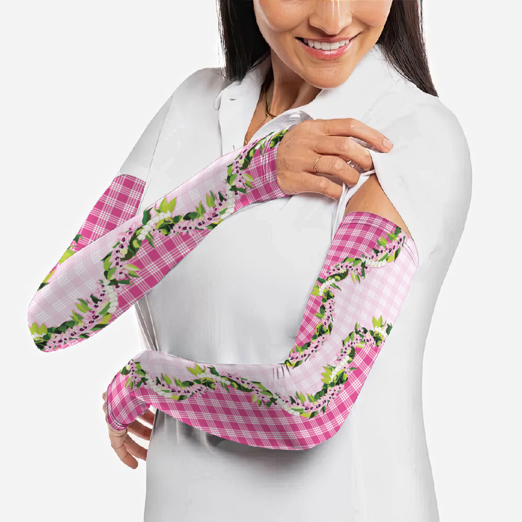 Pink Hawaii Palaka Arm Sleeves Maile Pikake Honohono Orchid Lei LT05 - Polynesian Pride