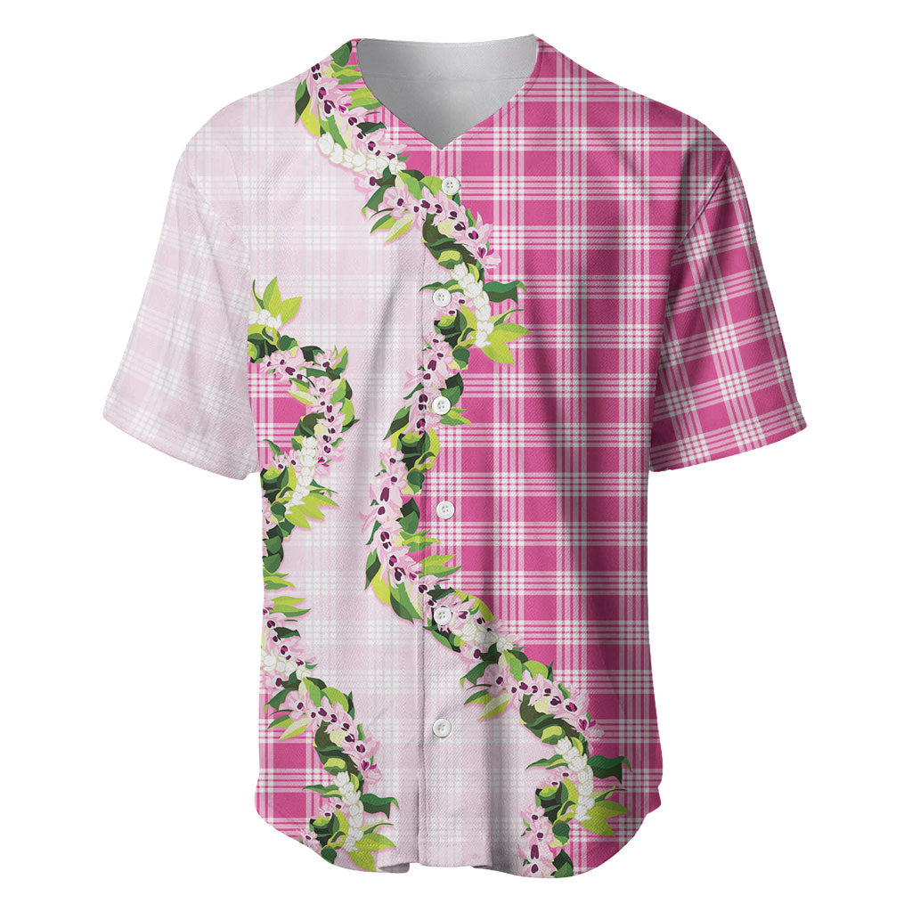 Pink Hawaii Palaka Baseball Jersey Maile Pikake Honohono Orchid Lei