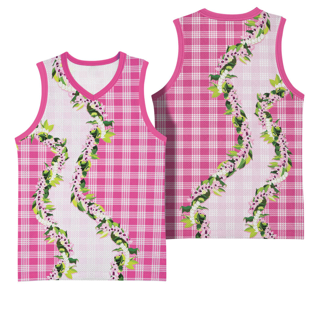 Pink Hawaii Palaka Basketball Jersey Maile Pikake Honohono Orchid Lei LT05 - Polynesian Pride