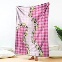 Pink Hawaii Palaka Blanket Maile Pikake Honohono Orchid Lei
