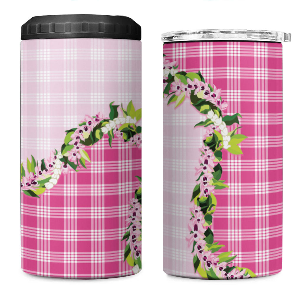 Pink Hawaii Palaka 4 in 1 Can Cooler Tumbler Maile Pikake Honohono Orchid Lei LT05 One Size: 16 oz Pink - Polynesian Pride