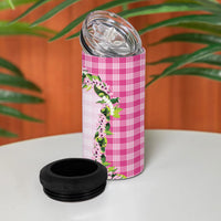 Pink Hawaii Palaka 4 in 1 Can Cooler Tumbler Maile Pikake Honohono Orchid Lei LT05 - Polynesian Pride