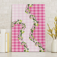 Pink Hawaii Palaka Canvas Wall Art Maile Pikake Honohono Orchid Lei