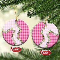 Pink Hawaii Palaka Ceramic Ornament Maile Pikake Honohono Orchid Lei LT05 Circle Pink - Polynesian Pride