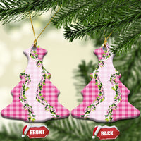 Pink Hawaii Palaka Ceramic Ornament Maile Pikake Honohono Orchid Lei LT05 Christmas Tree Pink - Polynesian Pride
