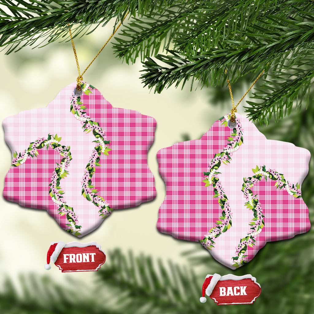 Pink Hawaii Palaka Ceramic Ornament Maile Pikake Honohono Orchid Lei LT05 Snow Flake Pink - Polynesian Pride