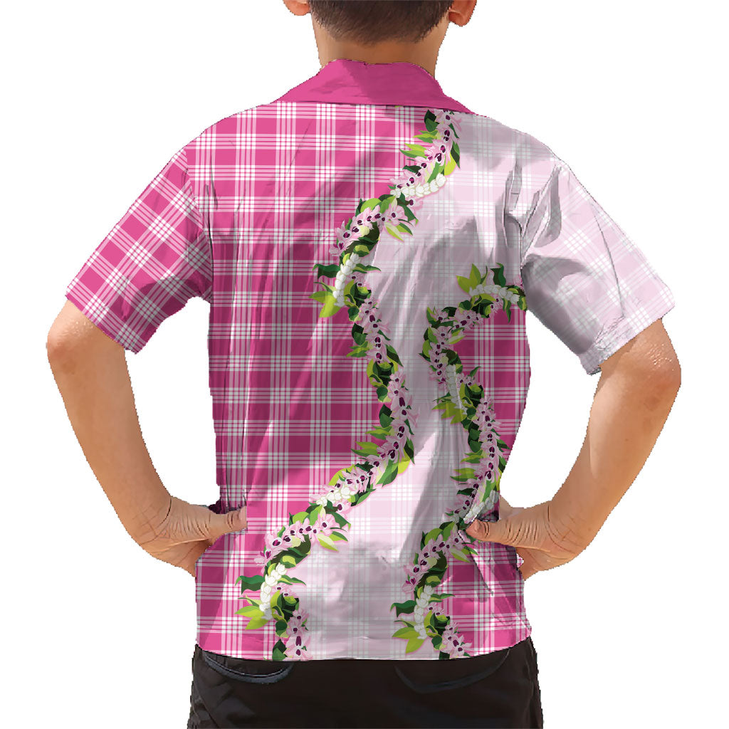 Pink Hawaii Palaka Family Matching Mermaid Dress and Hawaiian Shirt Maile Pikake Honohono Orchid Lei LT05 - Polynesian Pride