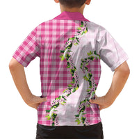 Pink Hawaii Palaka Family Matching Puletasi and Hawaiian Shirt Maile Pikake Honohono Orchid Lei LT05 - Polynesian Pride