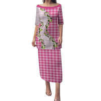 Pink Hawaii Palaka Family Matching Puletasi and Hawaiian Shirt Maile Pikake Honohono Orchid Lei LT05 Mom's Dress Pink - Polynesian Pride