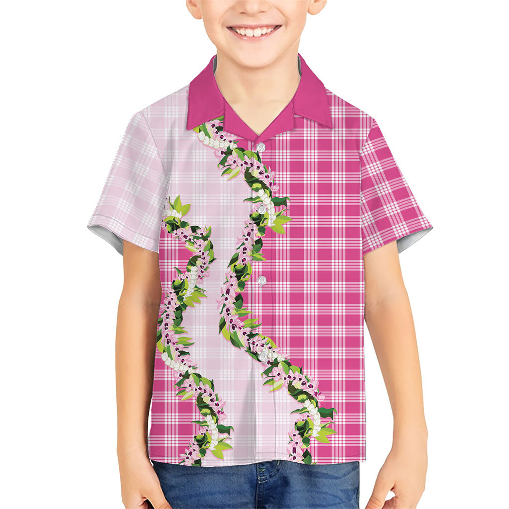 Pink Hawaii Palaka Family Matching Summer Maxi Dress and Hawaiian Shirt Maile Pikake Honohono Orchid Lei LT05 Son's Shirt Pink - Polynesian Pride