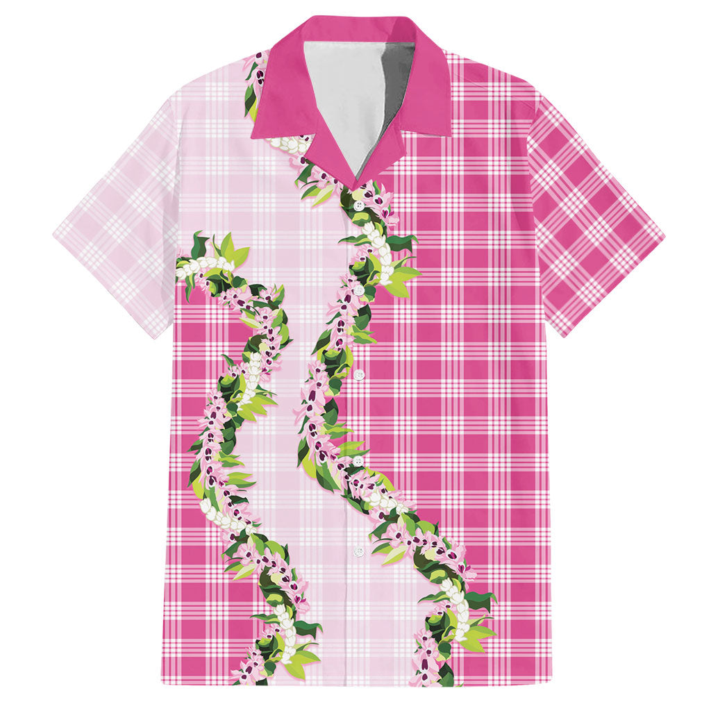Pink Hawaii Palaka Hawaiian Shirt Maile Pikake Honohono Orchid Lei