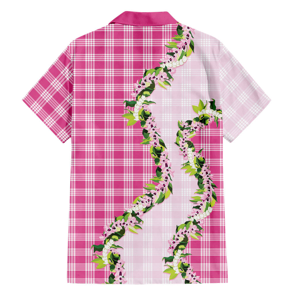 Pink Hawaii Palaka Hawaiian Shirt Maile Pikake Honohono Orchid Lei